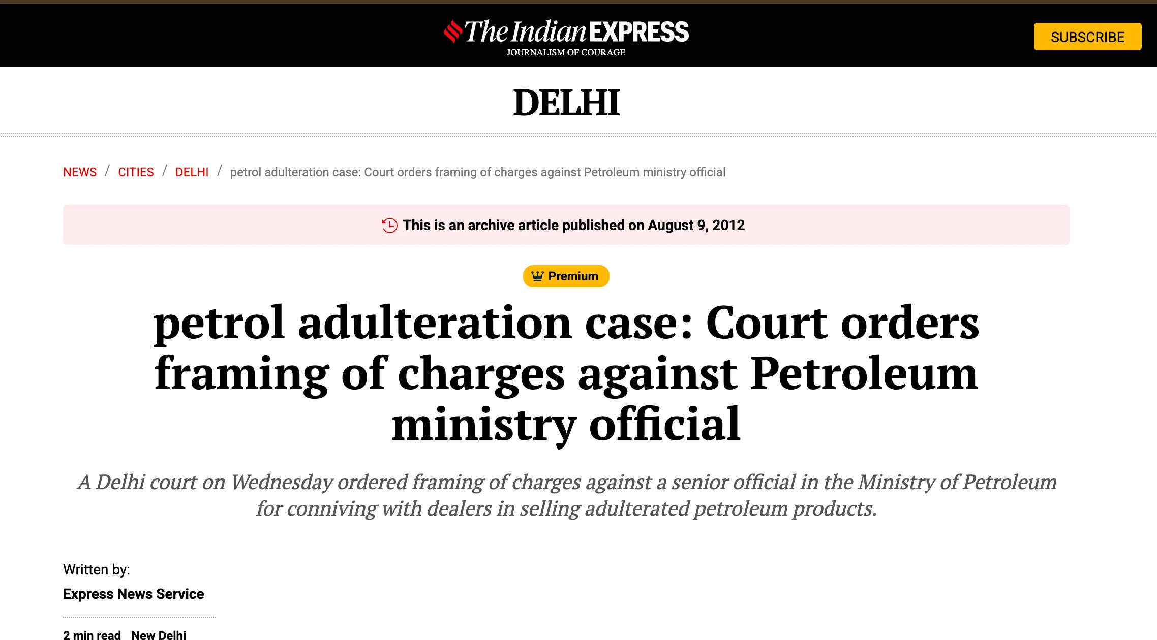 Petrol pump check news clipping